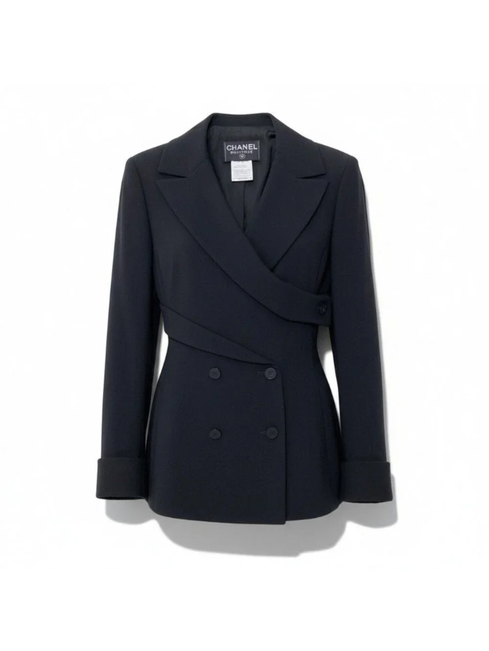 Chanel 98P Special Shape Tailored Jacket Vinatge Architectural Blazer Black